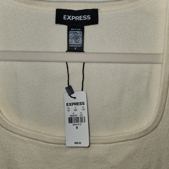 Square Neck Long Sleeve Sweater, Swan, Medium - Picture 8 of 11